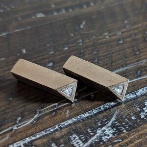 VINTAGE Geometric Prism Gold Tone Stud Earrings MCM Style Avant Garde Retro